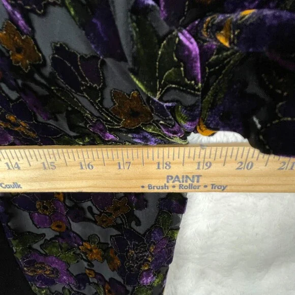 Vintage BurnOut Open Cardigan Womens S/M Floral Black Velvet Trim Dark Fairy - Picture 12 of 15